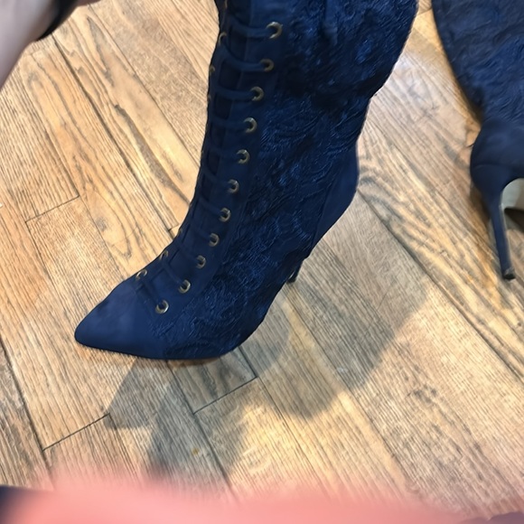 Anika Blue Floral Lace Boots Size 6.5 - Picture 6 of 11